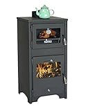 Kaminofen mit Backfach und Herdplatte Ever 2 Holzofen 7 kW Kamin Ofen Dauerbrandofen Werkstattofen...