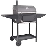Home Products-BBQ Holzkohle-Räucherofen mit Bodenablage, Schwarz