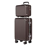 JYARZ Koffer Mit Ledergriff Und Aluminiumrahmen, Reisetrolley(Coffee,28inch)