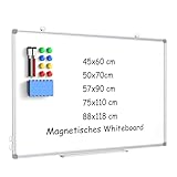 DOLLAR BOSS Magnetisches Whiteboard, 45X60CM Magnettafel Magnetpinnwand mit 2 Whiteboard Stifte, 8...