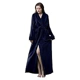 Morgenmantel Damen Lang Elegant Bademantel Damen Baumwolle Kuschelig Hausmantel Winter Loungewear...