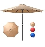 DUMOS Terrassenschirm mit Druckknopf, neigbar und Kurbel, Tischschirm, 8 stabile Rippen,...