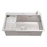 Edelstahl-Küchenspüle, Waschbecken mit Seifenspender,Spülbecken 68x45x20cm +1 Abtropfkorb,Großes...