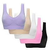 Generisch 5er Pack BH Damen Ohne BüGel Push Up Sport BH Set Große Größen Seamless Nahtloser BHS...