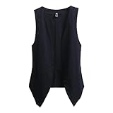 Weste Damen Ärmellos Jacke Ärmellos mit Taschen Strickweste V-Ausschnitt Lose Häkelweste Kurz...