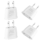 4 Stück Reiseadapter, Adapterstecker, EU to US Adapter, Adapter USA Deutschland Stecker,...