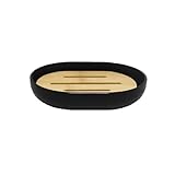 Douceur d'Intérieur Smart Seifenschale (12,2 x 9,3 x 2,5 cm), Schwarz, Polystyrol und Bambus