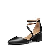 DREAM PAIRS Damen-Pumps mit geschlossenem, spitzem Zehenbereich und niedrigem Blockabsatz,...