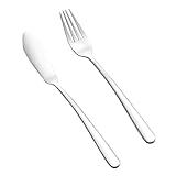 DIYEAH Edelstahl Fischbesteck Fischmesser Fischgabel Gebürstet Poliert Ergonomisch für Zuhause und...