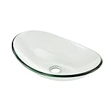 [neu.haus] Waschbecken aus gehärtetem Glas (47x31cm) oval Aufsatzbecken Schale