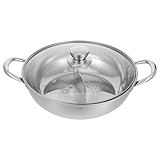 Sewroro Edelstahl Hot Pot Doppel Geschmack Topf 32cm mit Deckel Rutschfestem Griff für Gas und...