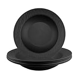 hocadon 6er Set Pasta Teller Nudelteller Tief Suppenteller Schwarz 22x3,5cm Tiefe Teller Kunststoff...