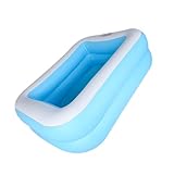 WOONEKY Aufblasbarer Kinderpool Blau weiß PVC Schwimmbecken für Junge Mädchen und Erwachsene...