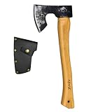 Xforst Axt, Beil, Wikinger Axt, Survival Axt aus geschmiedetem Karbonstahl | Handbeil mit Hickory...