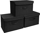 DIMJ 3er-Pack Aufbewahrungsboxen mit Deckel, Stoffkörbe, Schrank-Aufbewahrungskörbe mit Griffen,...