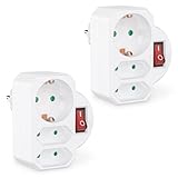 benon 2 x Mehrfachstecker - - Steckdosen-Adapter mit Schalter und Kindersicherung - - Doppelstecker...