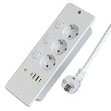 Versenkbare Tischsteckdose mit 4 USB, mit unabhängigen Schaltern, PD20W und QC3.0 Aufladen...