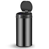 Juskys Mülleimer Küche mit Bewegungssensor Schwarz 40L - Runder Abfalleimer mit Klemmring für...