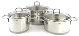 Silit Alicante Kochtopf Edelstahl-Topfset, 3-teilig mit Glasdeckel, Induktionsgeeignet, 16-20 cm,...