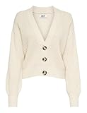 JdY Damen Strickjacke JDYJusty gestrickte Damenjacke Cardigan mit Knopfleiste 15200418 Eggnog XL