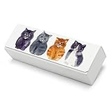 Niapessel Brillenetui, Brillenetui, Brillenetui, Hartleder, Aquarell-Katzen, lustiger Druck für...