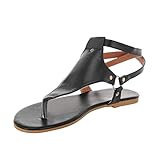 Raopuzi Flache Sandalen Damen,Espadrilles mit Keilabsatz Keilsandalen T-Riemen Frauen Sandalen...