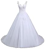 Romantic-Fashion Brautkleid Hochzeitskleid Weiß Modell W101 A-Linie Stickerei Träger Satin Organza...