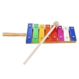 PartyKindom 1 Stück Holz Xylophon für Musikspielzeug mit Bunten Aluminiumplatten Sicheres und...