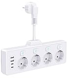Steckdosenleiste mit USB, 4 Fach Mehrfachsteckdose Mit 2 USB C & 2 Type-C (5V 3.4A), 4 Unabhängige...