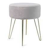 Zedelmaier Runder Sitzhocker Schminktisch Hocker Ottoman Gepolsterter Hocker Metallstütze Grau