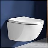 Rainsworth Hänge WC Spülrandlos Toilette - Starker Spülung, Kloschüssel inklusive WC-Sitz...