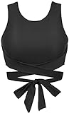 Balasami Damen Stützender High Neck Ciss Cross Printed Bikini Push Up Polsterung Wrap Tie Tank...
