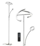 Anten Stehlampe Dimmbar LED KAKA- | Silber-Stehleuchte 20W mit flexibler 7W Leselampe | Modern...