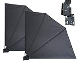 QUICK STAR 2 Stück Sichtschutz Fächer 115 x 115 cm Anthrazit Easy Mount Wandplatte Balkon...
