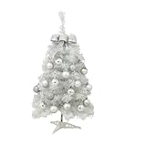LIXSAZSE Warme Atmosphäre mit Mini Weihnachtsbaum, weiße LED Leuchten, künstlicher Weihnachtsbaum...