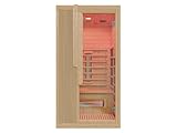 SwedHeat Infrarotkabine 1 Person | Hemlockholz natur | 105x105x200cm | Ganzglastür | Redlight &...