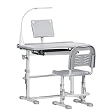 HOMCOM Kinderschreibtisch Set Schülerschreibtisch mit Stuhl und Lampe Schreibtisch vollständig...