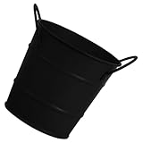 jojofuny Mini Metall Eimer mit Doppelhenkeln Eleganter Schwarzer Blechbehälter für Snacks und...