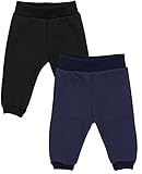 TupTam Baby Jungen Hosen Winter Thermo Babyhose Warm Sweathose 2er Pack, Farbe: Schwarz/Dunkelblau,...