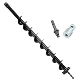 QWORK® Erdbohrer, ⌀ 60 mm Erdbohrer für Bohrmaschine mit Adapter, 80 cm Länge Erdlochbohrer,...