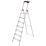Hailo L80 ComfortLine Alu-Sicherheits-Stehleiter - 7 XXL-Stufen belastbar bis 150 kg - Tiefe...