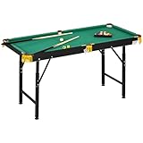 SPORTNOW Billardtisch 4,6ft klappbar 140 x 63 x 55-75 cm Tischbillard mit Zubehör, Dreieck, 2...