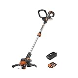 WORX WG163E.2 Akku Rasentrimmer 20V, 2-in-1 Rasentrimmer mit 90° drehbarer Trimmerkopf, 30cm...