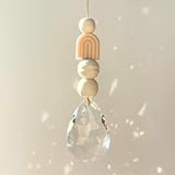 Handgemachter Sonnenfänger Kristall 50 mm – Fensterdeko Boho Regenbogen mit Holz- &...