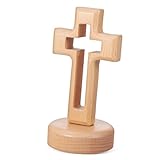 TOYANDONA Hochwertiges Holz Kreuz Ornament mit Stabiler Basis Dekoratives Stehkreuz aus Massivem...