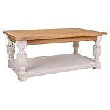 WANDERLUST DECO Brauner, geschnitzter Couchtisch aus Holz, 120x70x50h cm