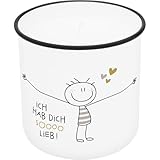 H:) PPY life Kerze im Becher Motiv 'Hab dich so lieb' | Bedruckter Kerzenbecher, Porzellan, Höhe...