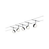 Paulmann Seilsystem ClearLED Schwarz | Chrom, 5 Spots, 4W=56W, GU5,3, 60VA, 300lm, Warmweiߠ(2700K)