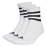 adidas Unisex 3 Stripes Knöchelsocken, White/Black, M, 3 Paar