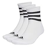 adidas Unisex 3 Stripes Knöchelsocken, White/Black, S, 3 Paar